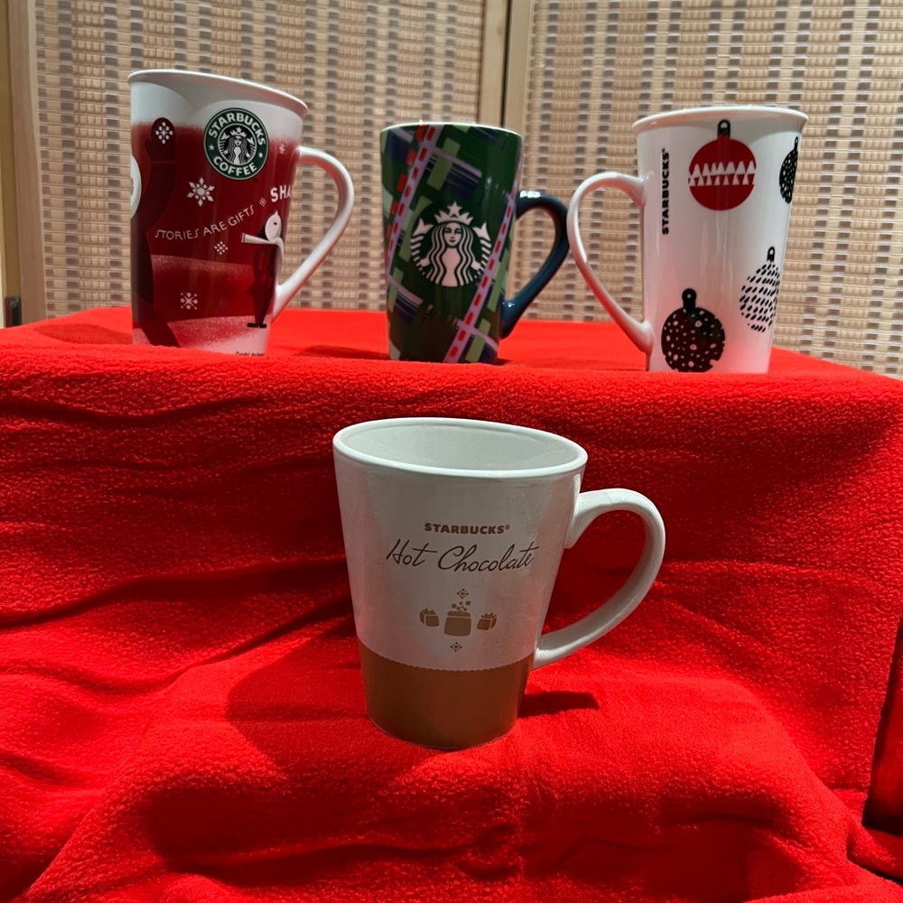 NWOT 4 Starbucks Holiday Collection Mugs from 2010, 2016, 2020- Never Used